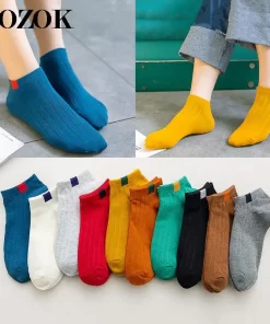 Set of 5 Pairs of Cotton Anti-bacterial Crew Socks WZ-924000299