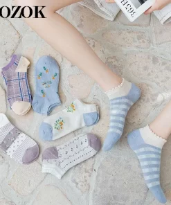 Set of 5 Pairs of Cotton Anti-bacterial Crew Socks WZ-924000174