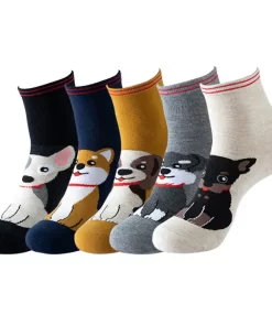 Set of 5 Pairs of Cotton Anti-bacterial Crew Socks WZ-924000306