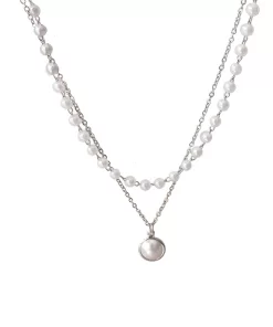 Diamond-studded Butterfly Pearls Necklace DDXL-9120045