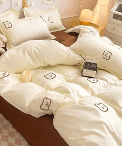 Fashion Washable Silk Digital Print Bedding Sets(1 Quilt, 1 Sham,2 pillow cases)SJT-986021