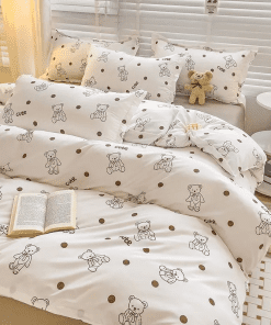 Classic Washable Silk Digital Print Bedding Sets(1 Quilt, 1 Sham,2 pillow cases)SJT-986005