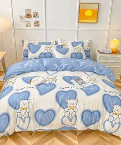 Fashion Pure Silk Digital Pink Bedding Sets(1 Quilt,1 Sham,1 pillow cases)SJT-986043