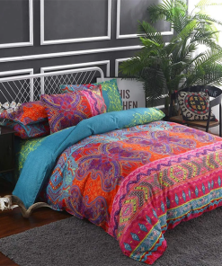 Fashion Pure Silk Digital Print Pink Bedding Sets(1 Quilt,1 Sham,1 pillow cases)SJT-986041