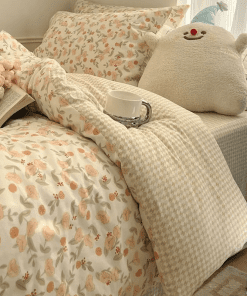 Washable Silk Digital Print Bedding Sets(1 Quilt, 1 Sham,2 pillow cases)SJT-986007