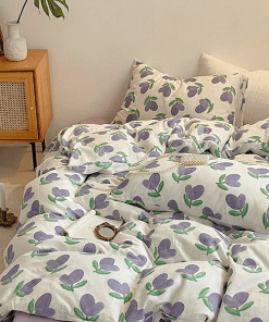 Classic Washable Silk Digital Print Bedding Sets(1 Quilt, 1 Sham,2 pillow cases)SJT-986011
