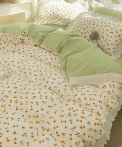 Fashion Washable Silk Digital Print Bedding Sets(1 Quilt, 1 Sham,2 pillow cases)SJT-986014