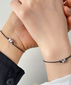 Black Leather Chain Bracelet VVSL-9110061