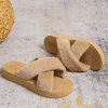 Brown Canvas Embossed Flat Slippers LX-872037