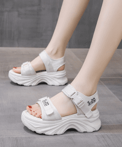 Leather 7cm Transparent Heels Lace Sandals LX-872081