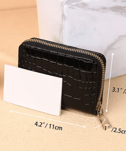 006681 12.5x10x2.5cm Top quality Black&Golden Real Leather Wallet QB-927024
