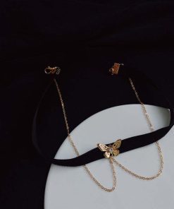 Fashion Red & Golden Lucky clovers Necklace QTXL-912056