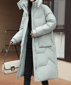 Fashion Top quality Cashmere Light Blue Hooded Down jacket For winter WT-813043