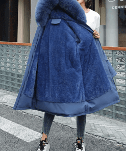 Fashion Top quality Cashmere Deep Blue Adjustable Hooded Down jacket For winter WT-813044