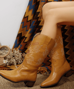 Classic Polished Real Leather check Boots LX-872214