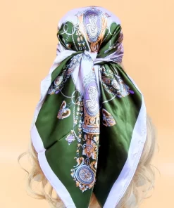 90x90cm Flowers High quality Hand-roll Silk Scarf WJ-986051