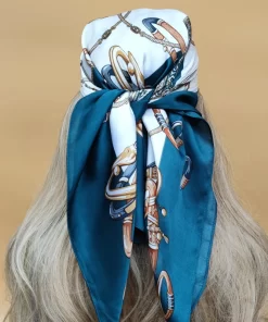 90x90cm Flowers High quality Hand-roll Silk Scarf WJ-986053
