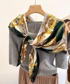 90x90cm Embroidery High quality Silk Scarf WJ-986076