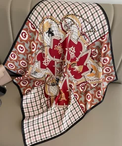 90x90cm Classical Embroidery High quality Silk Scarf WJ-986077