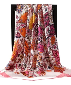 120x8cm Classical Flowers Handbag Ribbon Scarf Neck Bow WJ-987010