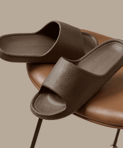 New High Quality Real Leather 3cm Heel Slippers LX-872364