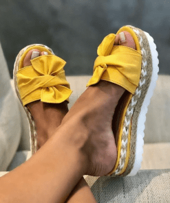 High Quality Real Leather High Heel Slippers LX-872381